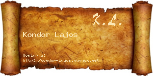Kondor Lajos névjegykártya