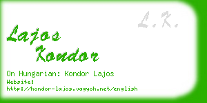 lajos kondor business card